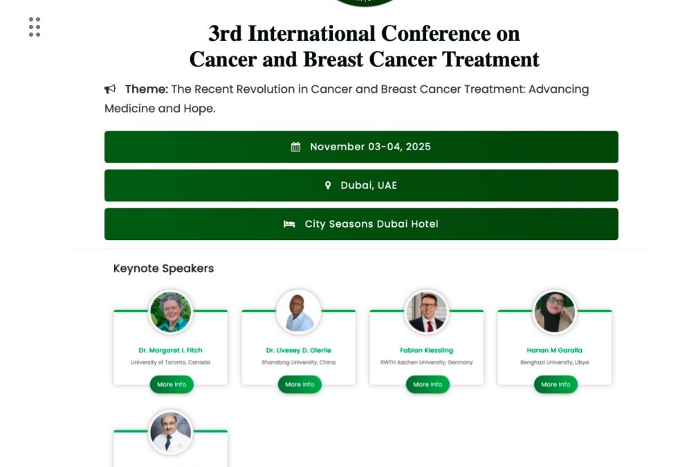 د. حنان مساعد تمثل كلية الطب بمؤتمر دولي حول السرطان بدبي